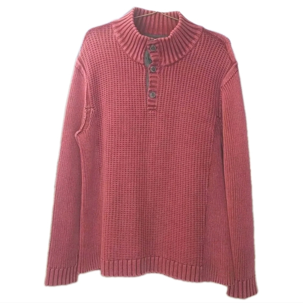 Carbon 2 Cobalt Thermal Sweater Men Large Heaveyweight Waffle Knit Rolled Neck